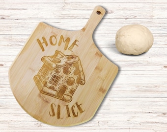 Home Slice - Handcrafted Bamboo Pizza Peel with Custom Pizza House Engraving