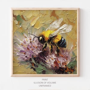Bee Oil Painting Bumblebee Artwork Honey Bee Wall Art Insect PRINT from an oil painting