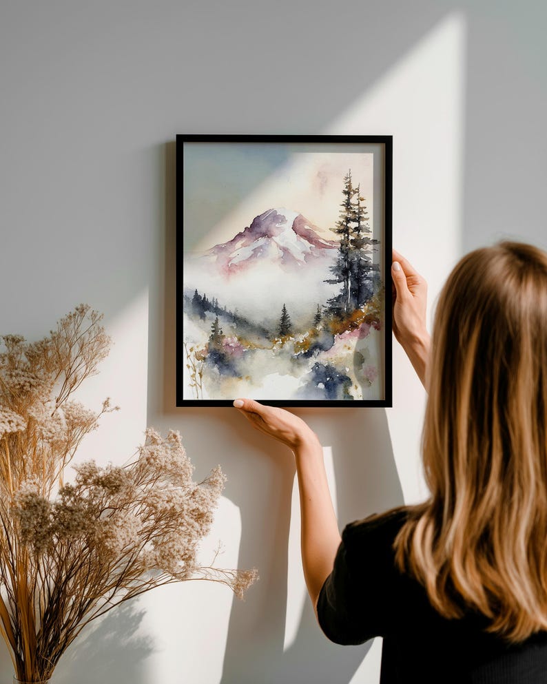 Mount Rainier Painting National Park Art Mountain Watercolor Mountains Landscape Nature Art print image 5