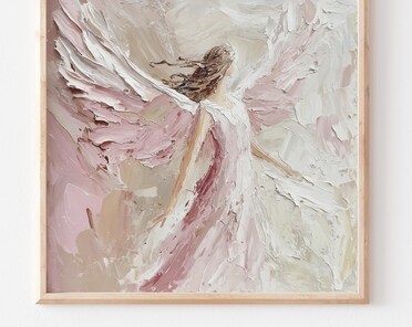 天使の油絵プリント：宗教的な壁画、守護天使のアートワーク - Etsy 日本