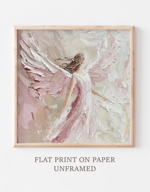 天使の油絵プリント：宗教的な壁画、守護天使のアートワーク - Etsy 日本