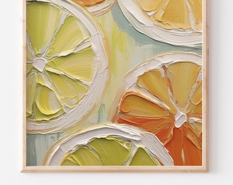 Orange Slices Oil Painting Fruits Artwork Kitchen Wall Art Food PRINT from an oil painting