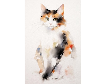 【鶴林】猫の油彩画 小型と猫 水彩画 猫 絵画 子猫 イラスト 水彩色鉛筆 油彩色鉛筆 原画 おもちゃと