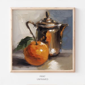 Still Life Oil Painting Orange Fruit Artwork Kitchen Wall Art Fruits PRINT from an oil painting