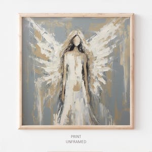 Engel Ölgemälde Abstraktes Engel Kunstwerk Religiöse Wandkunst Schutzengel DRUCK von einem Ölgemälde