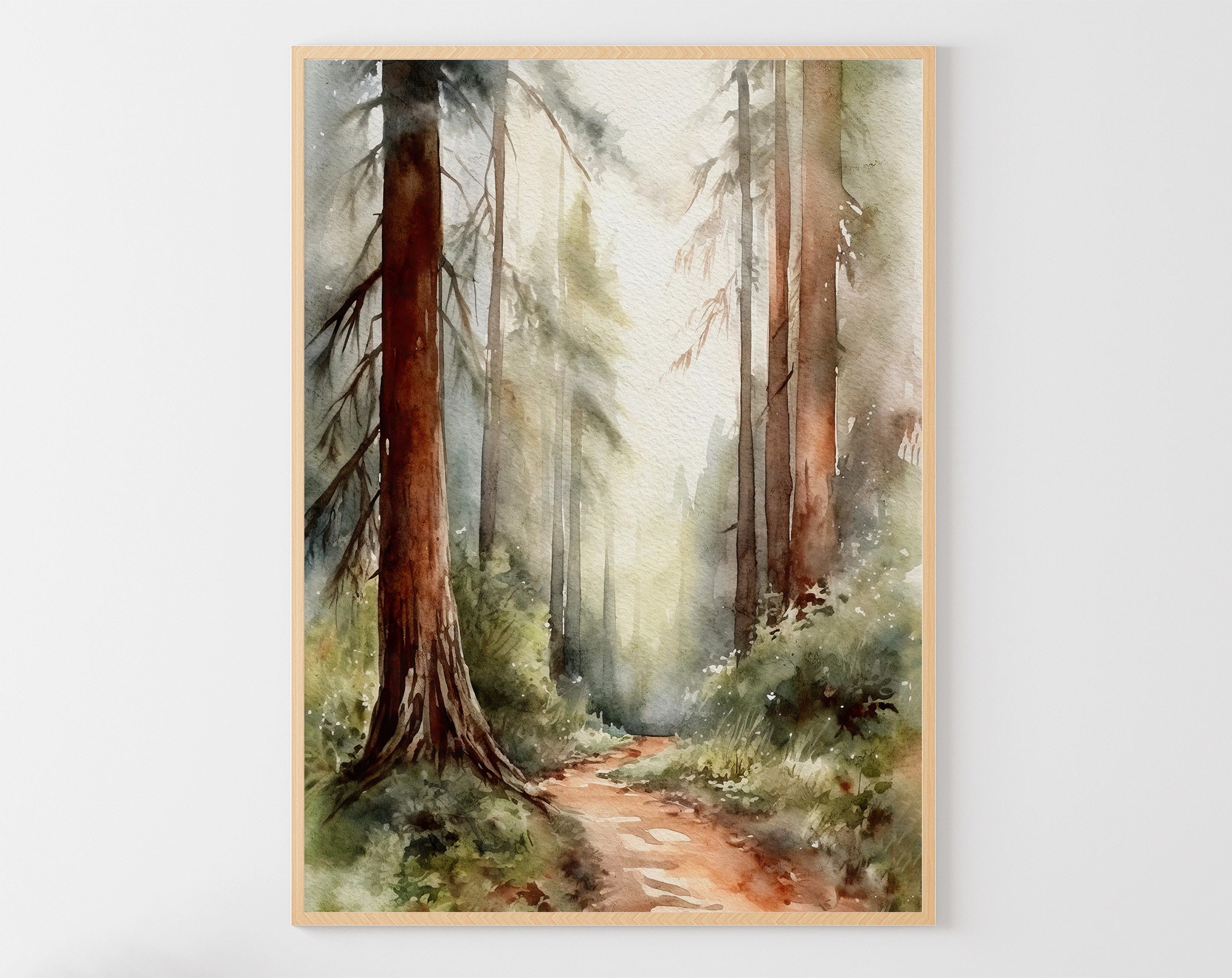 セコイア国立公園の絵画、松の木のアートプリント、カリフォルニアの