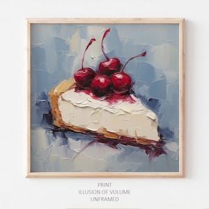 Cheesecake Oil Print Cake Painting Dessert Wall Art Kitchen PRINT from an oil painting