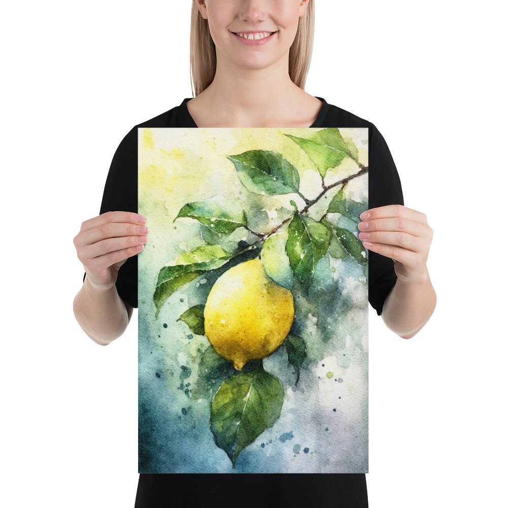 レモンの木の絵画 フルーツ 水彩画 レモン アートプリント キッチン