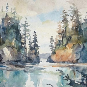 Olympic National Park Painting Ruby Beach Watercolor Art Print Coastal Landscape Washington Nature Wall Art Farmhouse Wall Decor