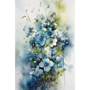 Forget-me-not Painting Wildflowers Watercolor Floral Wall Art Flowers Art Print Botanical Poster