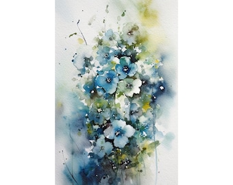 Forget-me-not Painting Wildflowers Watercolor Floral Wall Art Flowers Art Print Botanical Poster
