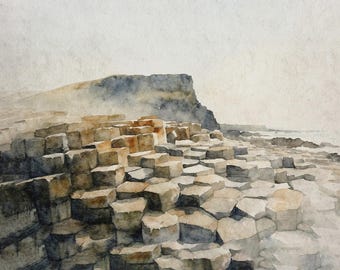 Giant's Causeway Watercolor Art Print: Northern Ireland Wall Decor