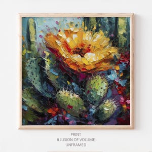Peinture à l&#39;huile de fleur de cactus Oeuvre d&#39;art du désert de l&#39;Arizona Art mural floral impression de cactus en fleurs à partir d&#39;une peinture à l&#39;huile