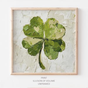Four Leaf Clover Oil Painting Shamrock Painting St. Patrick&#39;s Day Gift Irish Poster Clover PRINT from an original oil painting