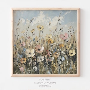 Wildblumen Öldruck Wiese Wand Kunst Sommer Blumen Gemälde Bauernhaus Wand Dekor Blumendruck von einem original Ölgemälde