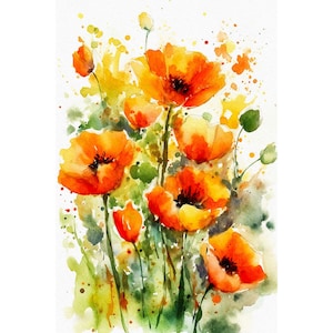 Yellow Poppy Watercolor Painting Wildflowers Art Print Floral Wall Art Flowers Poster Meadow Poppy Artwork