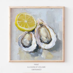 Oysters With Lemon Oil Print Oysters Shell Painting Kitchen Wall Decor Still Life PRINT from an original oil painting