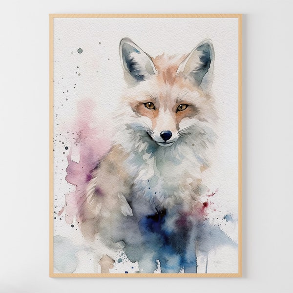 Fuchs Aquarell Malerei Tier Art Print Kinderzimmer Wand Kunst Kinderzimmer Poster Wildtier Kunstwerk