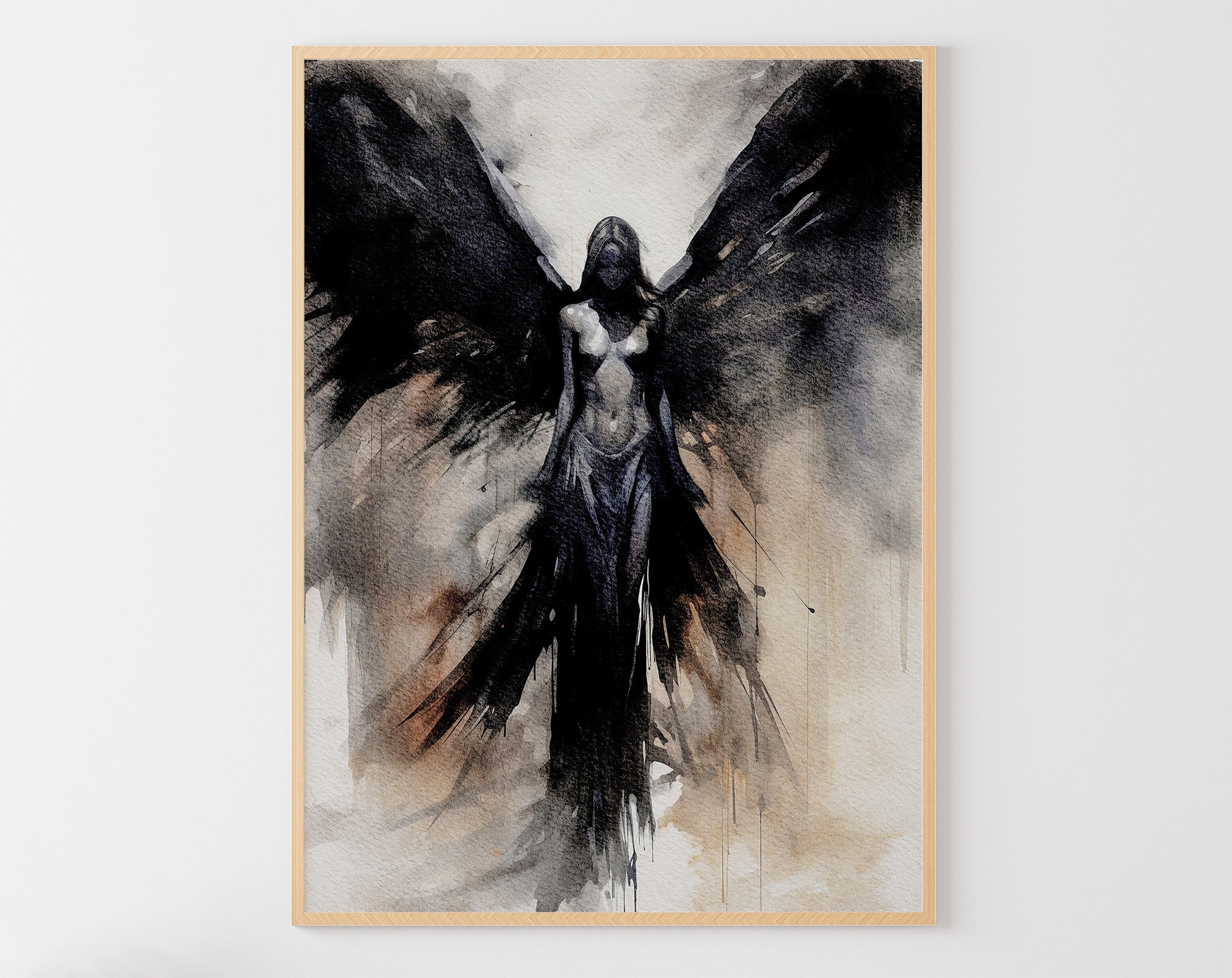 Dark Angel Painting Angel Watercolor Gothic Wall Art Mystical Artwork  Abstract Angel Poster - Etsy