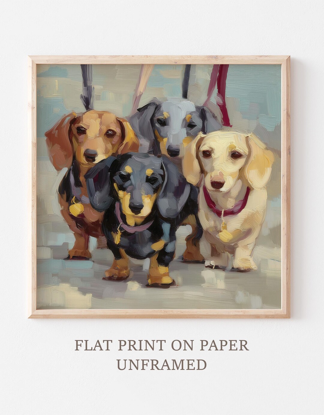 ダックスフントの油絵 犬の絵画 ペットの肖像画 動物の壁アート - Etsy