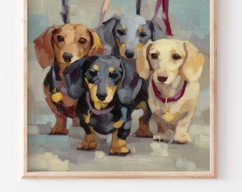 ダックスフントの油絵 犬の絵画 ペットの肖像画 動物の壁アート - Etsy