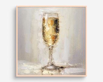 Champagne Glass Oil Painting Drinks Artwork Kitchen Wall Art Wine PRINT from an oil painting