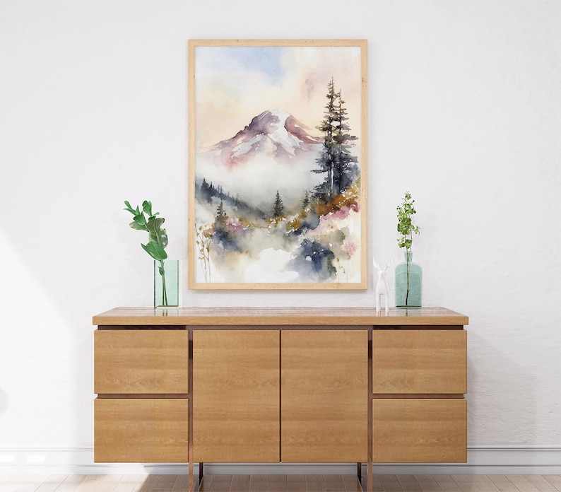Mount Rainier Painting National Park Art Mountain Watercolor Mountains Landscape Nature Art print image 8