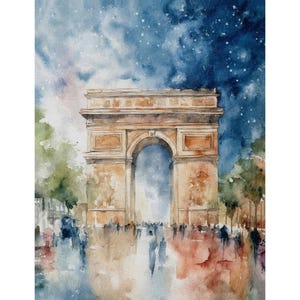 水彩画 パステル フランス パリ 凱旋門 絵画 現在、この商品の在庫はありません - Etsy