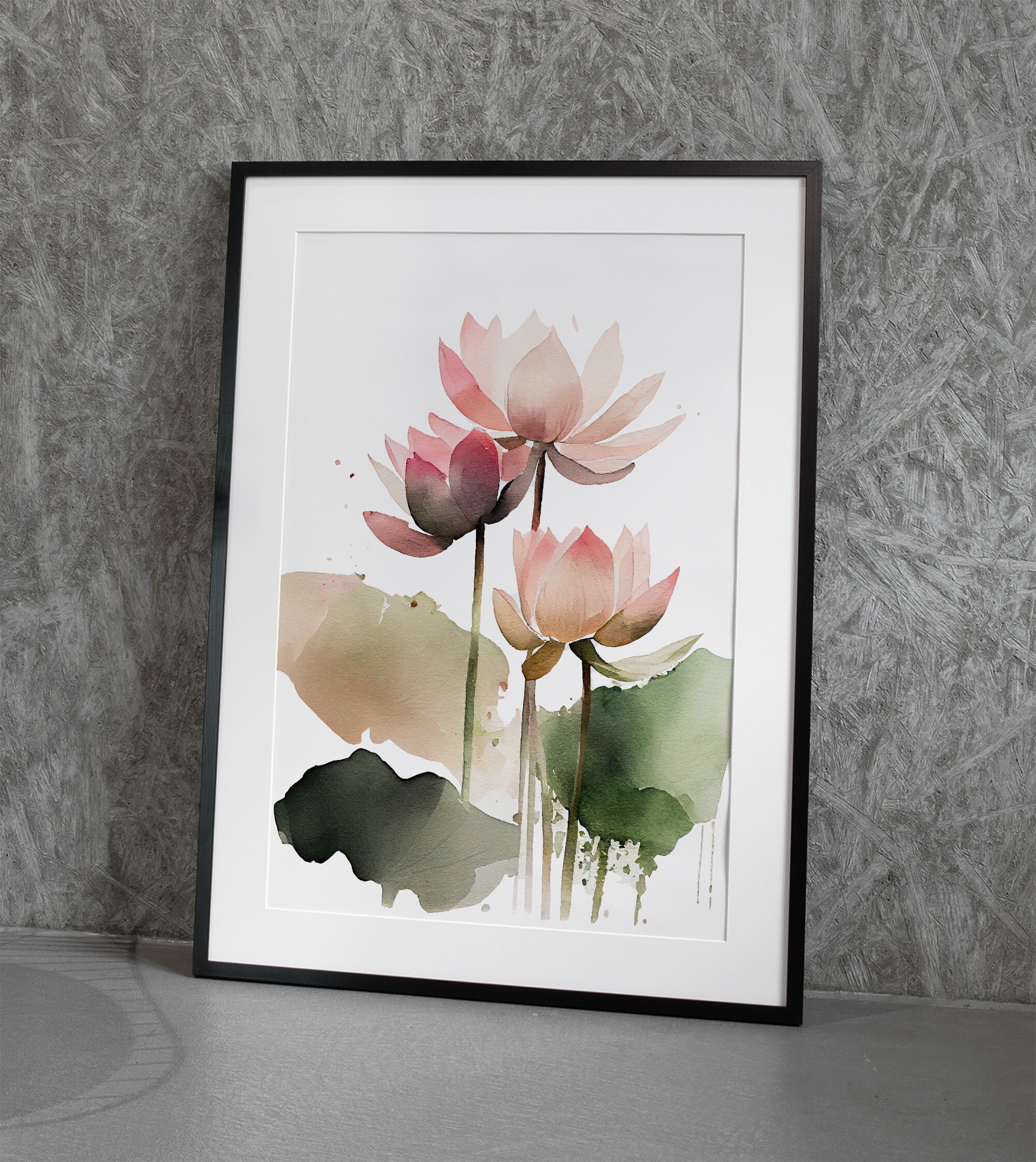 Water Lilies Painting Pink Lotus Watercolor Floral Art Print Flowers ...