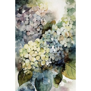 Hydrangea Watercolor Art Print Flowers Painting Floral Wall Art