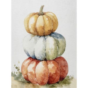 Pumpkin Watercolor Art Print Autumn Painting Farmhouse Wall Decor Kitchen Wall Art Food Poster