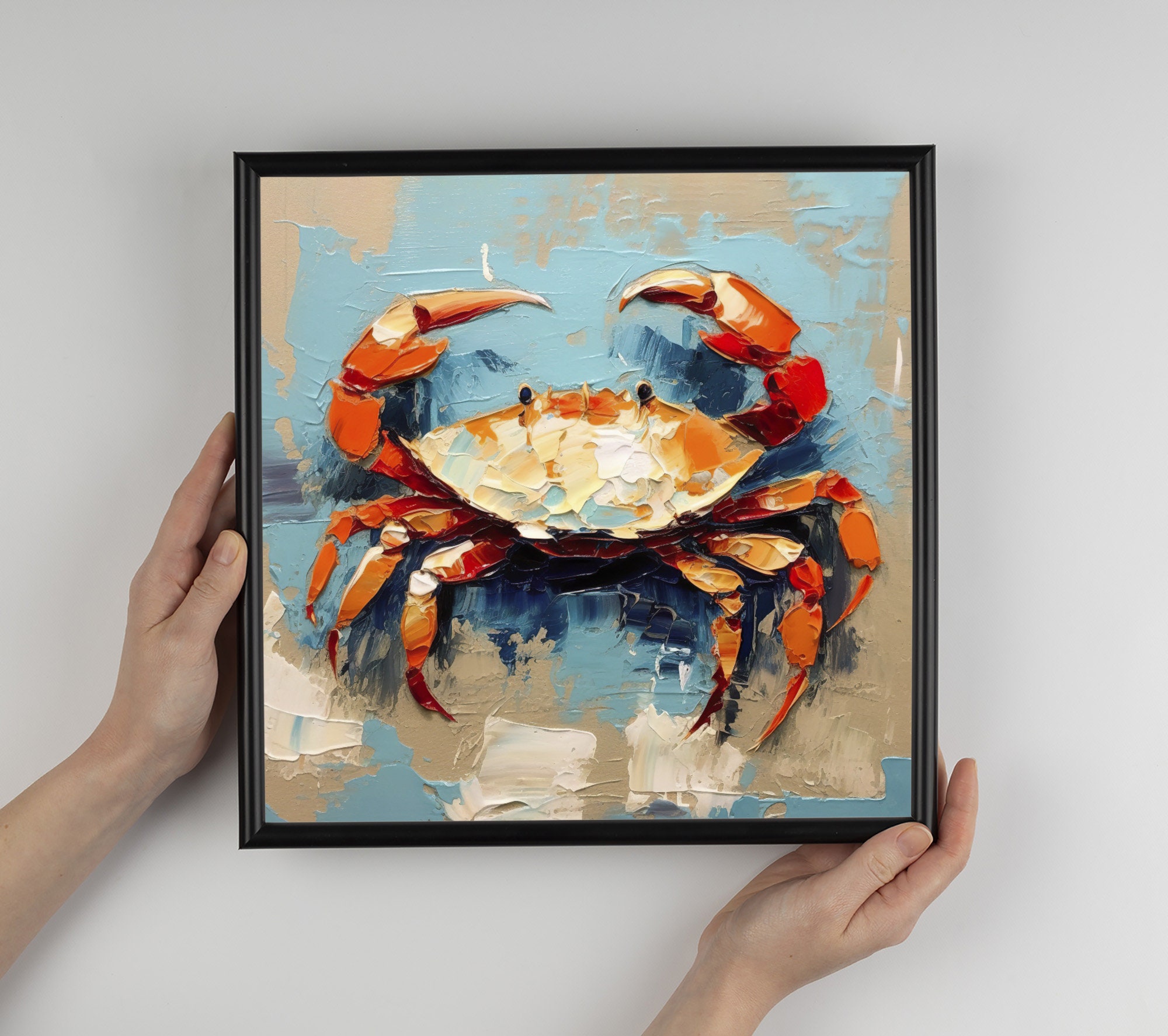 名久井由蔵・油彩画・蟹 カニのジクレー版画：海の生き物の油絵 - Etsy 日本