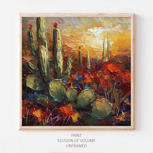 Arizona Desert Oil Print Cactus Painting Saguaro Wall Art Desert Sunset PRINT from an oil painting