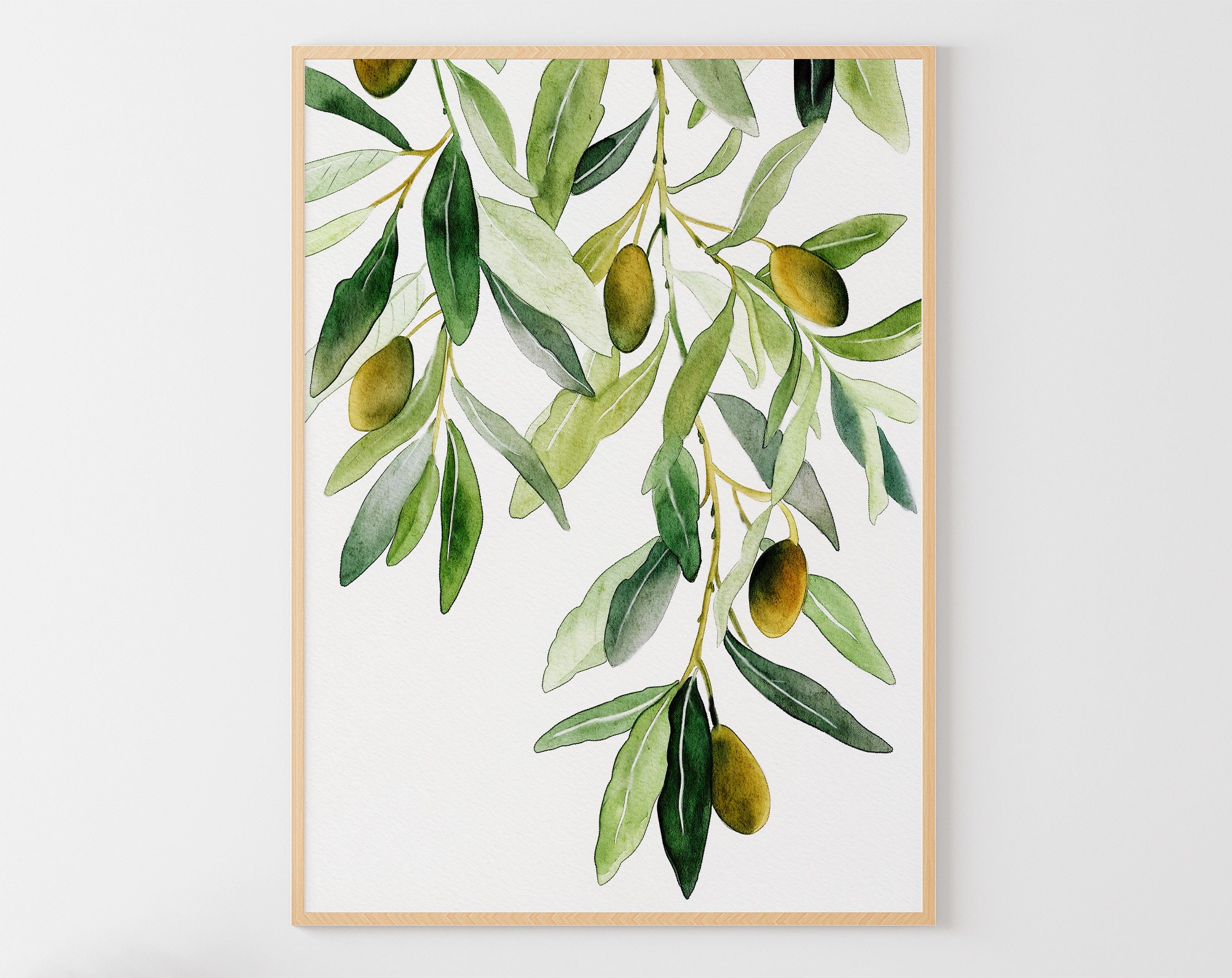 Olivenzweig Aquarell Gemlde Neutraler botanischer Kunstdruck  Kchenwandkunst Olivenbaum Poster - Etsy.de