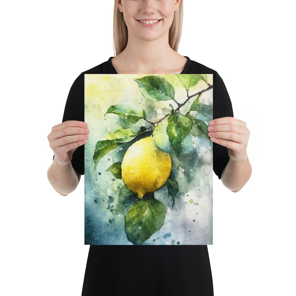レモンの木の絵画 フルーツ 水彩画 レモン アートプリント キッチン