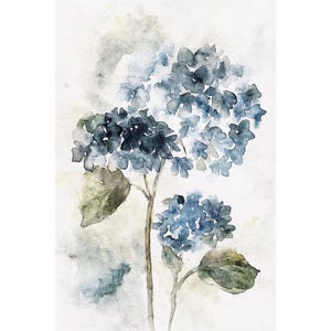 Blue Hydrangea Watercolor Art Print Flowers Painting Botanical Wall Art Floral Poster image 1