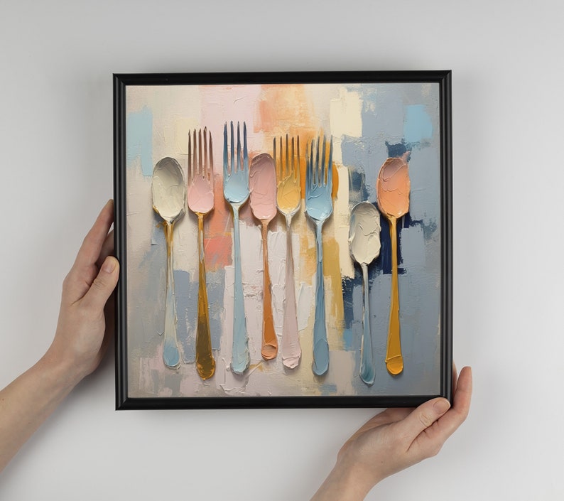 Spoons Oil Print Forks Painting Kitchen Wall Art Dining Room Wall Decor ...