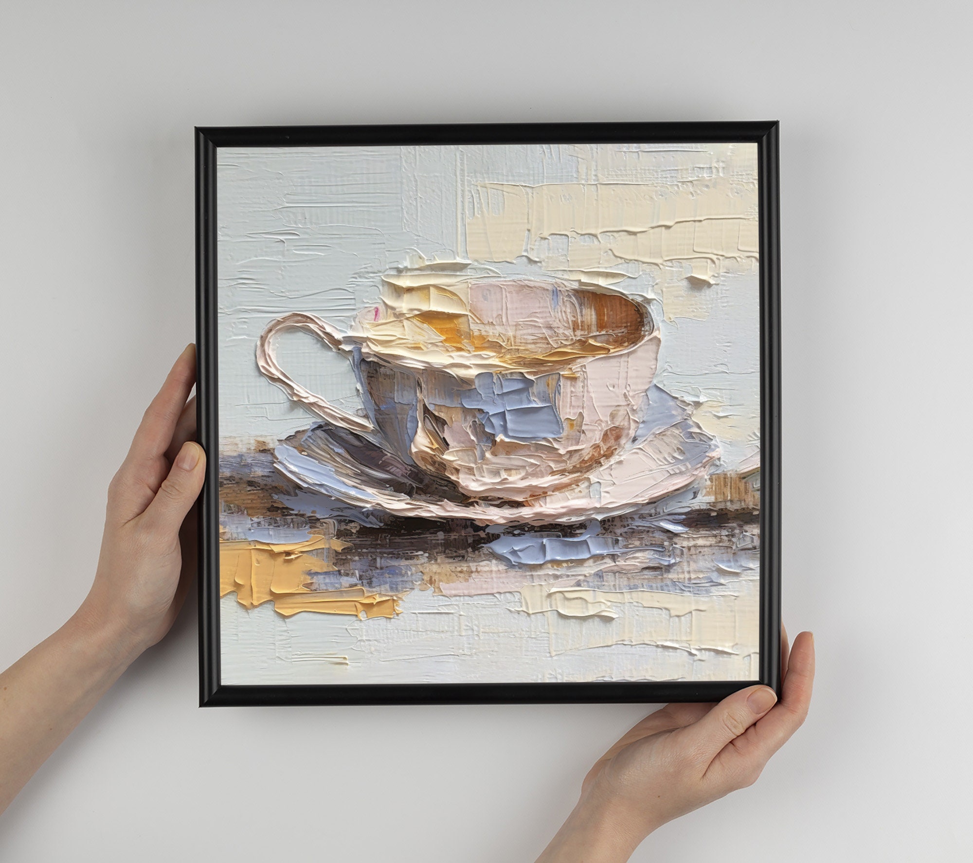 コーヒーカップ油絵静物画キッチンフードアート - Etsy 日本
