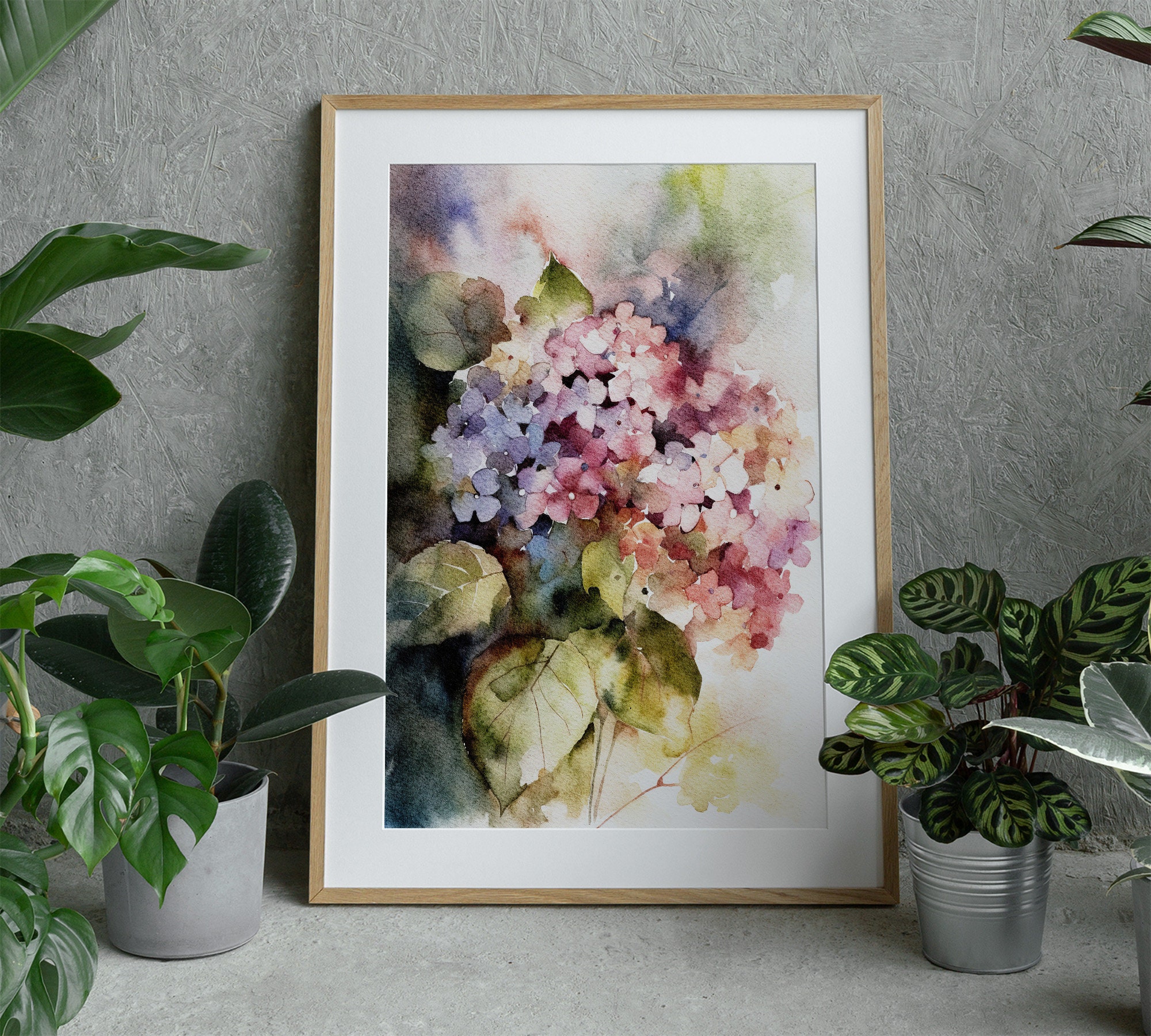 Hydrangea Painting Floral Watercolor Flowers Wall Art Botanical Art ...
