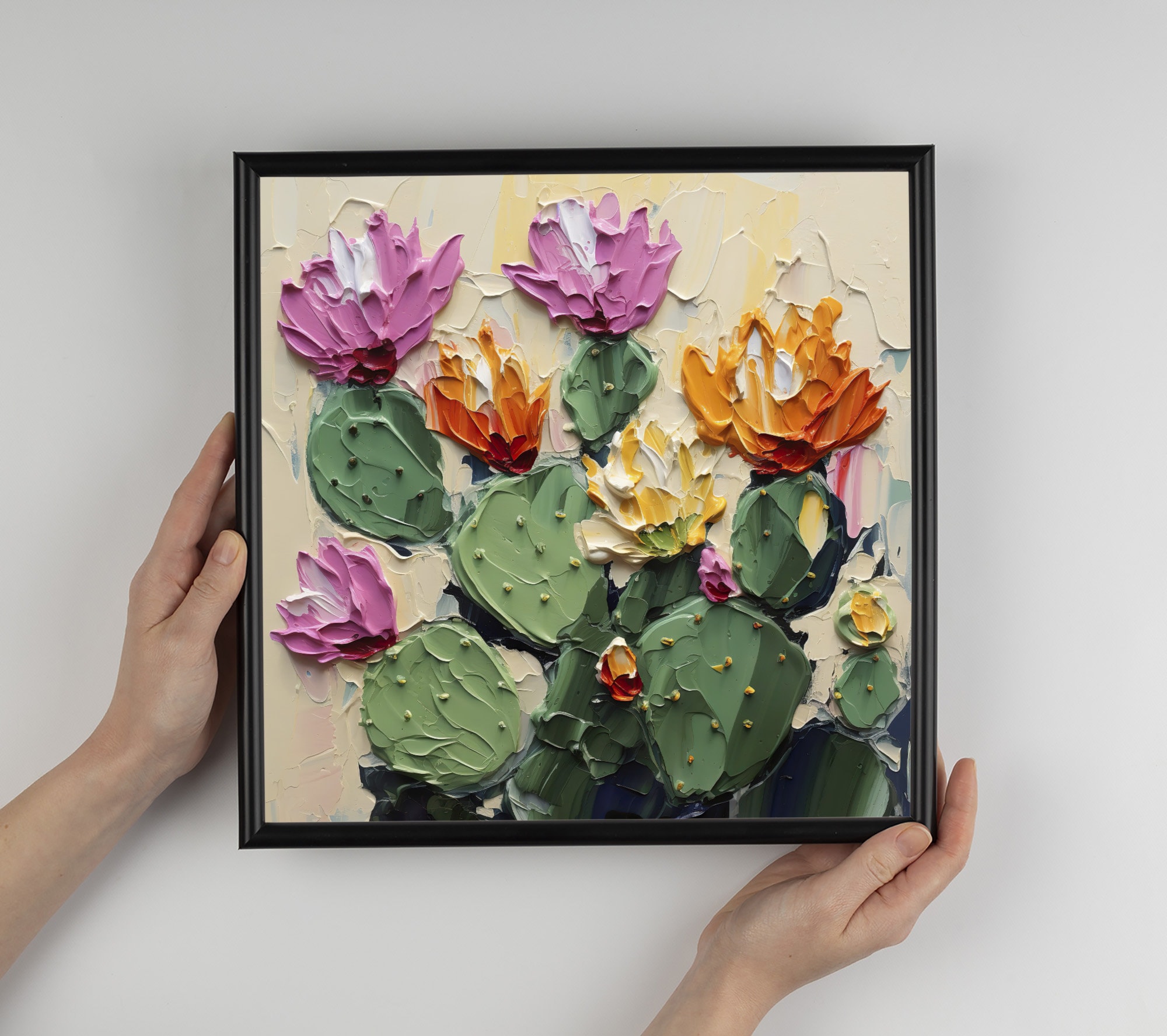 サボテンの花の油絵 花の絵画 花柄サボテン ウォールアート - Etsy 日本