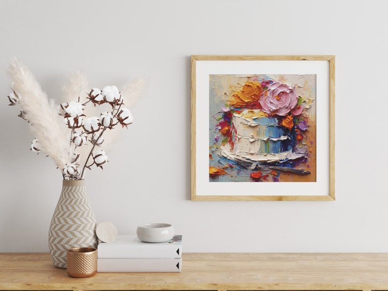 Cake Oil Painting Still Life Artwork Food Wall Art Kitchen PRINT from an oil painting image 4