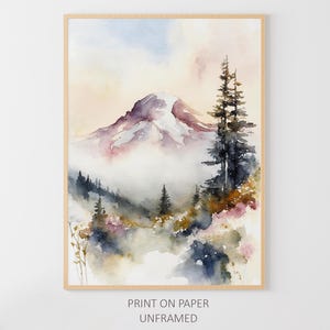 Mount Rainier Painting National Park Art Mountain Watercolor Mountains Landscape Nature Art print image 3