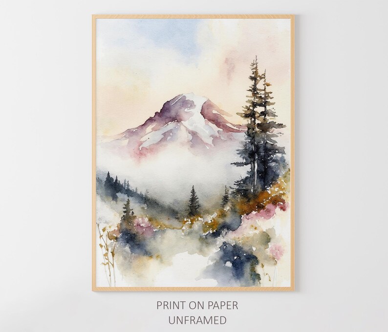 Mount Rainier Painting National Park Art Mountain Watercolor Mountains Landscape Nature Art print image 3