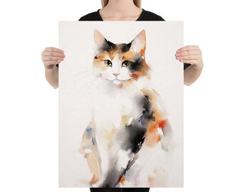 三毛猫の水彩画：動物アートプリント - Etsy 日本