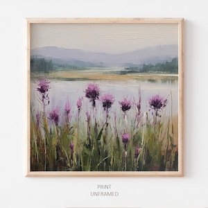 Thistle Flowers Oil Print Scottish Landscape Wildflowers Wall Art Flowers PRINT from an oil painting