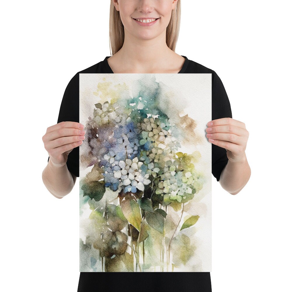 Hydrangea Watercolor Art Print Flowers Painting Floral Wall Decor - Etsy