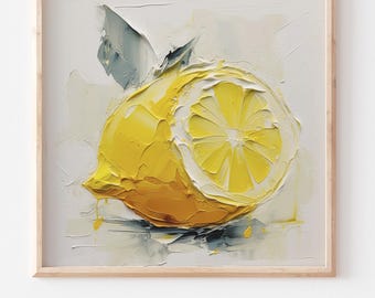 Lemon Oil Painting Citrus Artwork Kitchen Wall Art Fruits PRINT from an oil painting