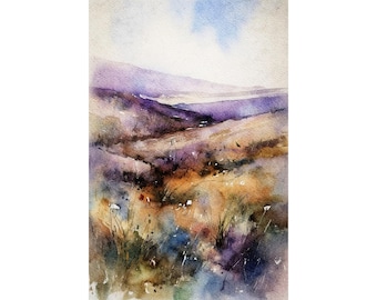 Paesaggio scozzese, acquerello, dipinto dell'isola di Skye, opera d'arte scozzese, grande stampa artistica