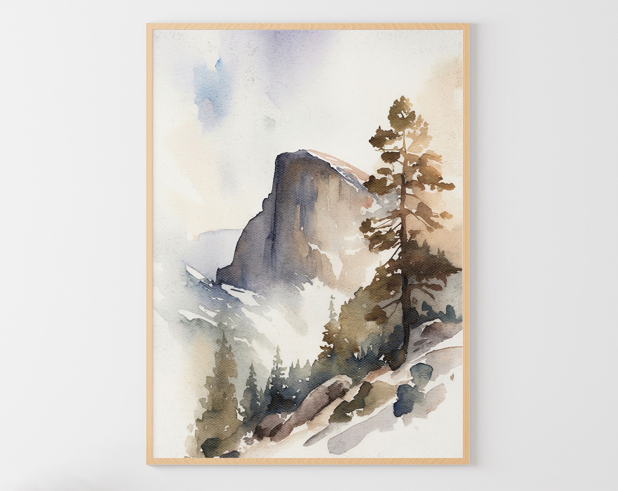 Yosemite Painting National Park Art Print Pine Trees image