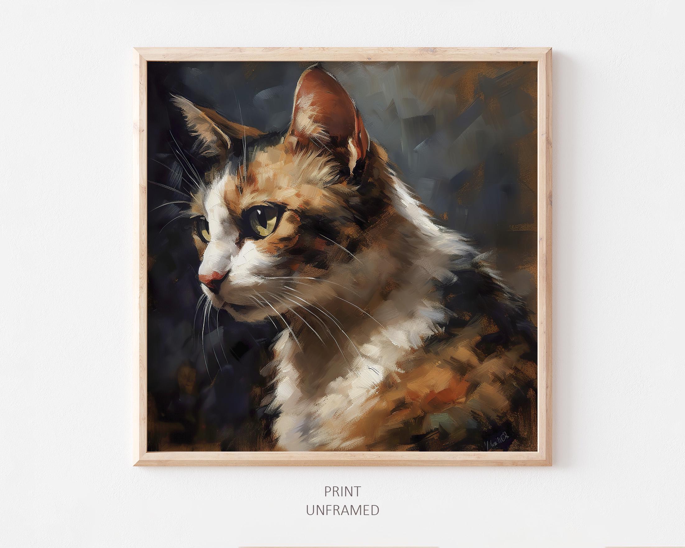 三毛猫のアートプリント：ジクレー版画のペットの肖像画 - Etsy 日本